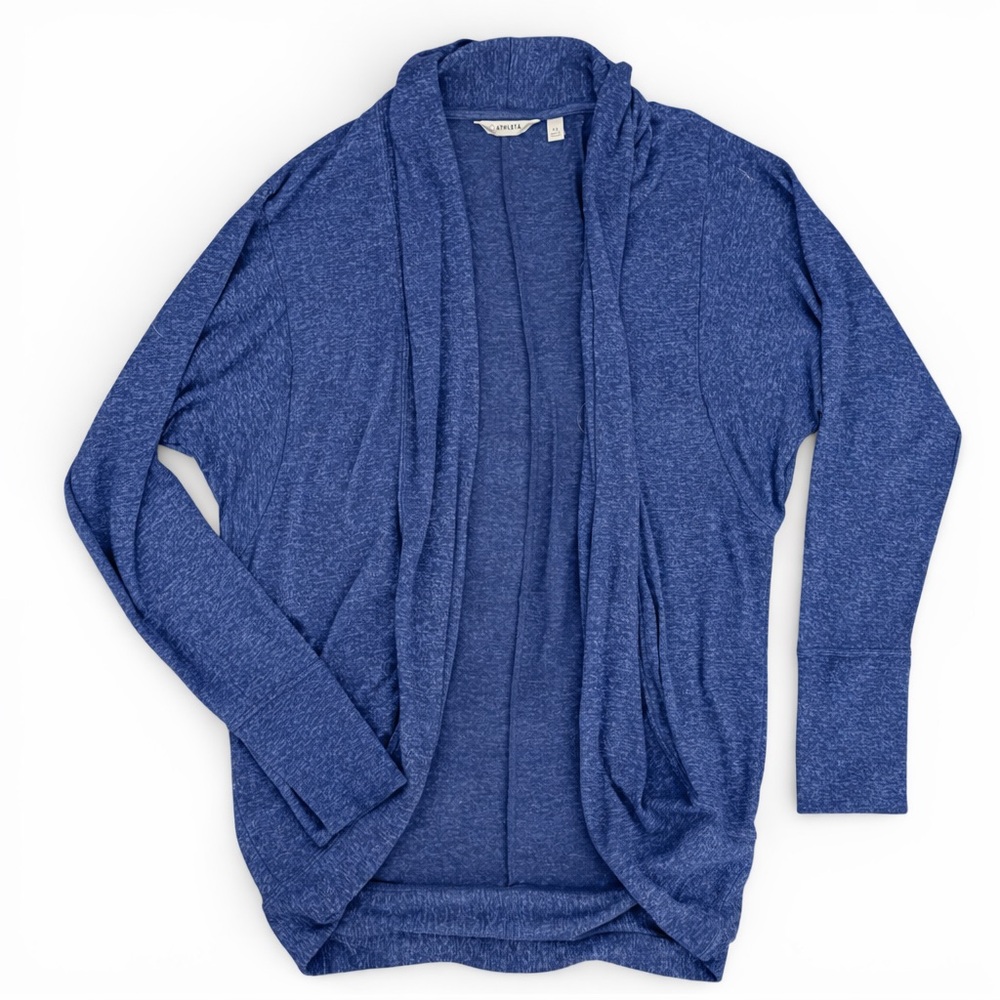 Athleta Featherweight Wrap Cardigan XS Blue Thumbholes Oversized